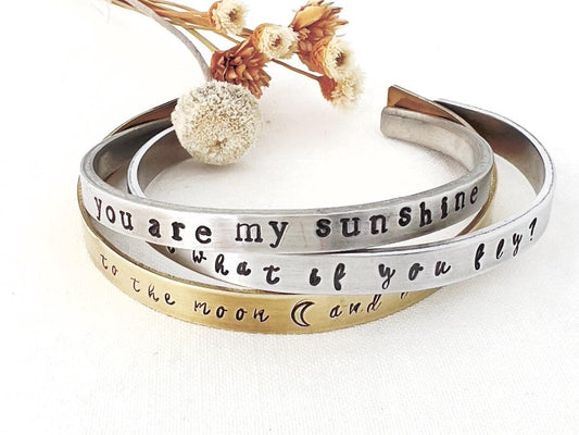 Personalized Bracelet | Custom Hand Stamped Cuff Bracelet | Custom Bracelet With Quote | Mantra Bracelet