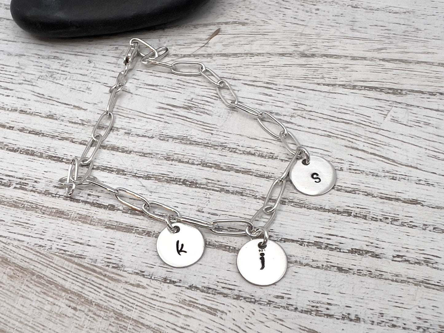 Personalized Charm Bracelet | Paperclip Bracelet | Sterling Silver | Initial Bracelet | Gift for Mom