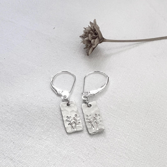 Sterling Silver Leaf Earrings |Botanical Dangle | Nature Jewelry