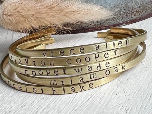 Personalized Name Cuff Bracelet | Customized Skinny Bracelet | Gift for Mom | Engraved Jewelry | Personalized Gift