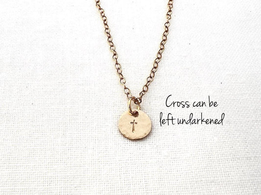 Gold Cross Necklace | Dainty Gold Cross Necklace | Religious Pendant Necklace | Minimalist Gold Cross Charm Necklace