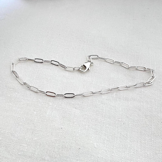 Sterling Silver Paperclip Bracelet | Chain Link Bracelet | Bracelet For Charms | Add on Charm Bracelet | Gift For Her