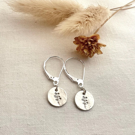 Sterling Silver Leaf Dangle Earrings |Minimalist Botanical Jewelry