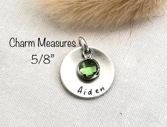 Personalized Sterling Silver Name Charm with Birthstone