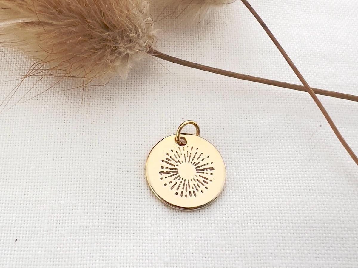 Gold Sunshine Add-On Charm | Hand Stamped Sunburst Charm | Charm For Necklace | Bracelet Charm | Gold Filled Jewelry | Hand Stamped