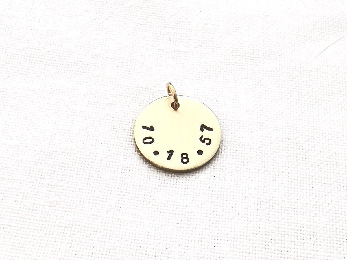 Personalized Gold Date Charm | Hand-Stamped 14k Gold Filled Disc
