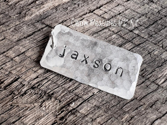 Personalized Name Charm | Sterling Silver Charm | Name Tag Charm | Personalized Name Date Numbers Charm | Add On Charm For Necklace