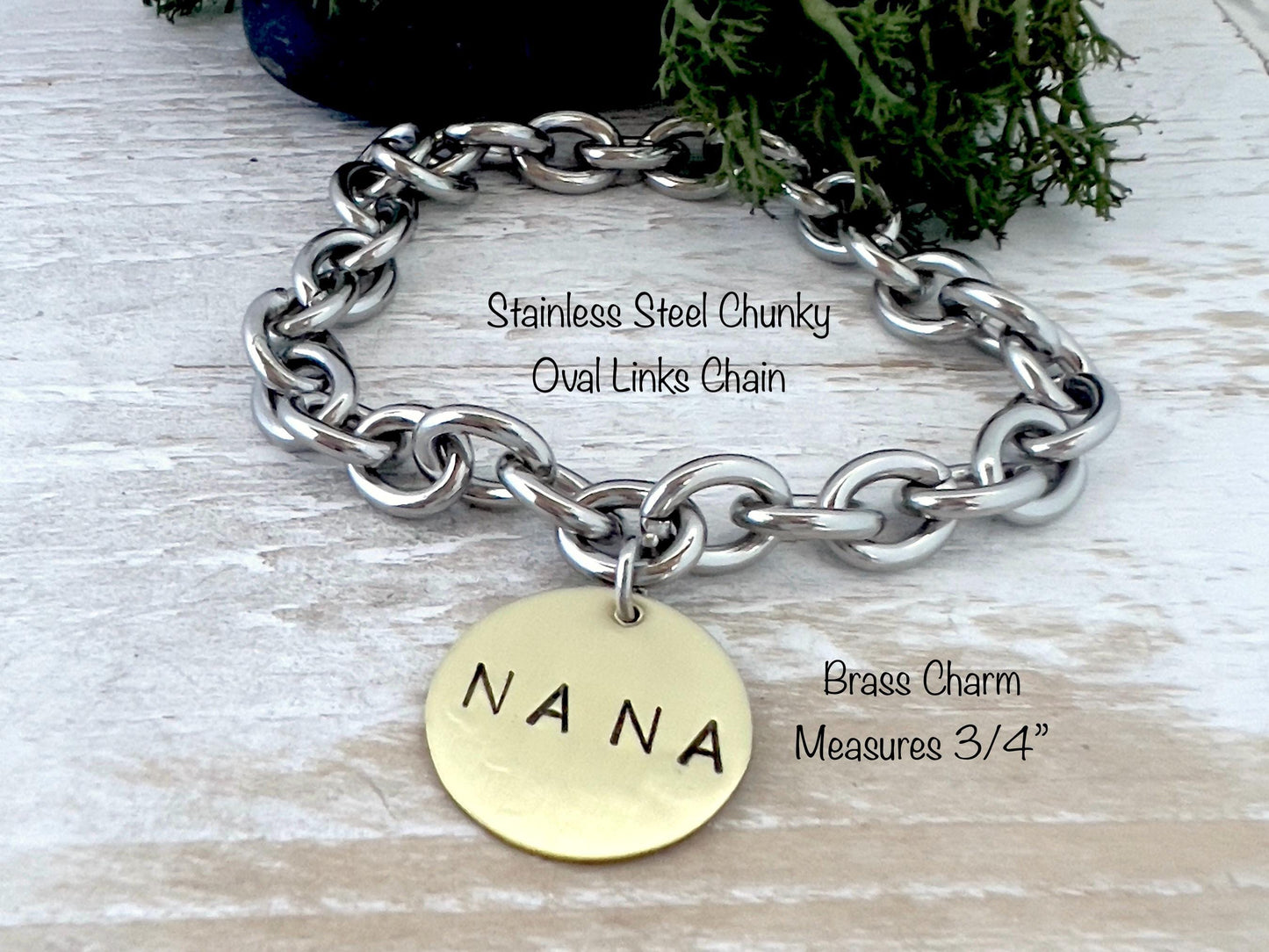 Personalized Bracelet | Hand Stamped Bracelet | Name Charm Bracelet | Mixed Metal | Gift For Grandmother | Gift For Mom | Mothers Day gift