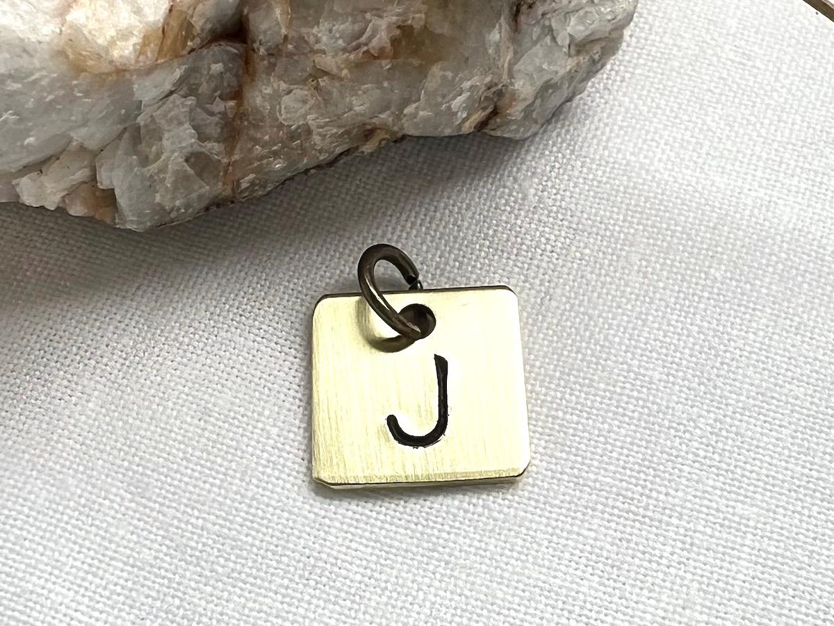 Personalized Brass Square Initial Charm | Custom Letter Pendant | Add on Charm For Necklace | Bracelet Initial Charm | Personalized Gift