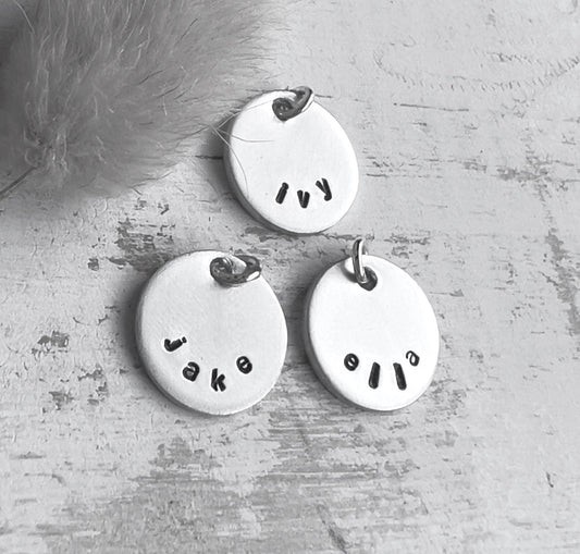 Personalized Name Charm | Sterling Silver | Add On Charm | Hand Stamped Charm | Custom Name Charm | Charm for Bracelet | Gift For Mom