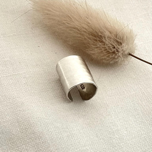 Hammered Sterling Silver Ear Cuff: Wide Non Pierced Earring