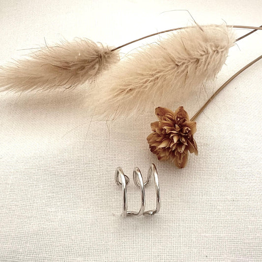 Sterling Silver Triple Band Ear Cuff | No Piercing Helix Jewelry
