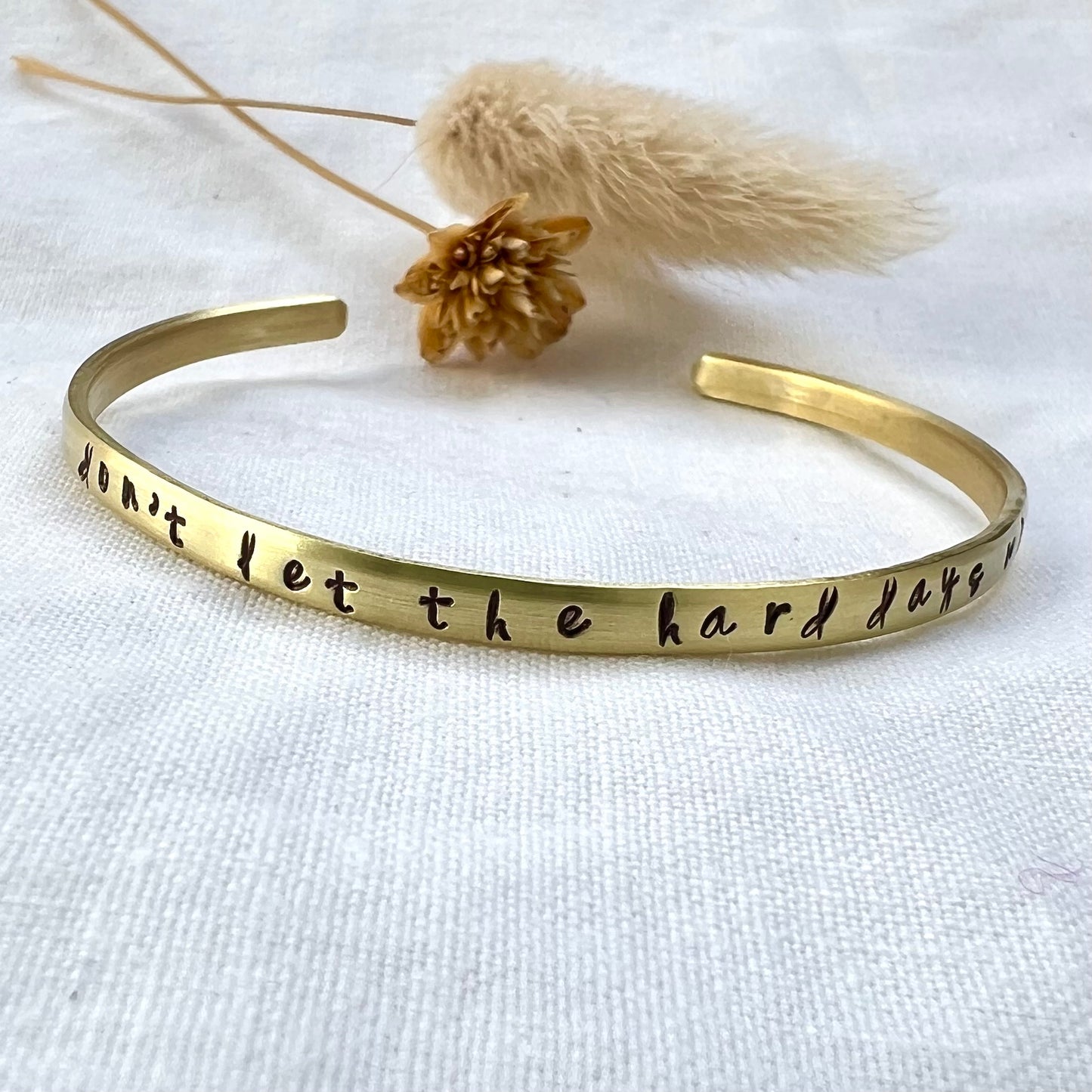 Don't Let the Hard Days Win Bracelet | Custom Quote Cuff | Inspirational Gift for Her | Mental Health Jewelry | Motivational Bracelet