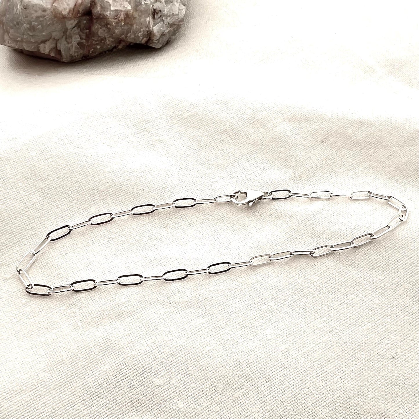 Sterling Silver Paperclip Chain Anklet, Modern Anklet, Summer Ankle Bracelet, Anklet For Women, Gift For Her
