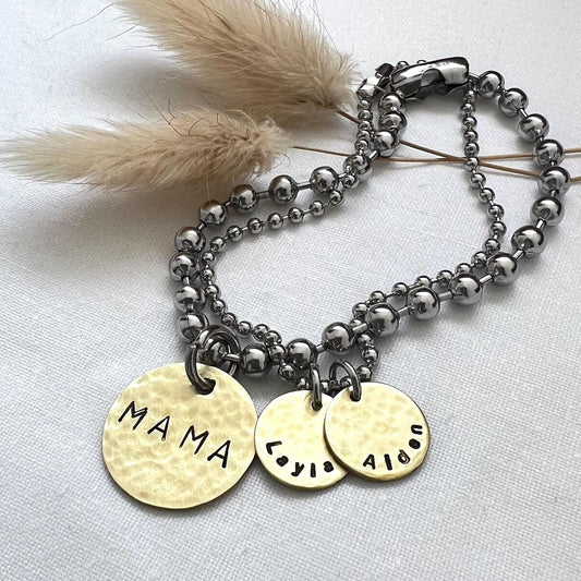 Personalized Ball Chain Bracelet Set | Custom Mama & Child Name Jewelry | Mother's Day Gift | Personalized Jewelry