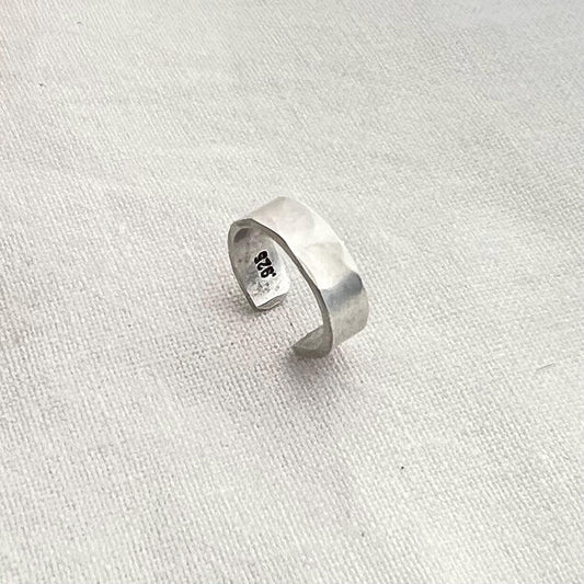 Ear Cuff | Hammered Sterling Silver Ear Cuff | 4mm Wide Ear Cuff | No Piercing | Textured Hammered Finish Ear Cuff | Minimalist Ear Cuff