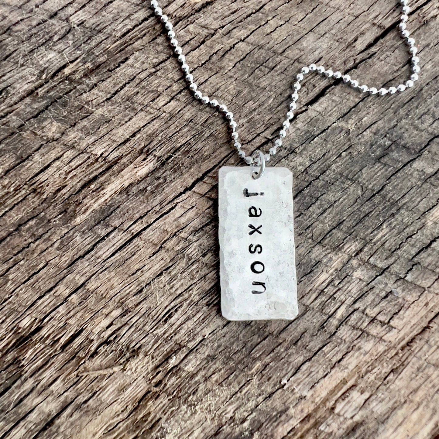 Personalized Name Necklace | Hand Stamped, | Sterling Silver | Name Tag | Custom Name Jewelry | Gift For Dad
