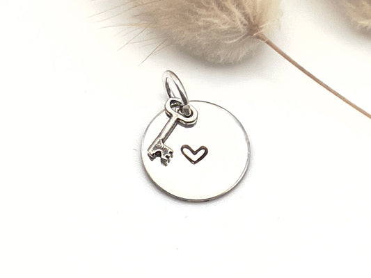 Sterling Silver Heart Charm | Hand Stamped Charm | Gift for her | Add On Charm | Custom Charm | Valentine Gift