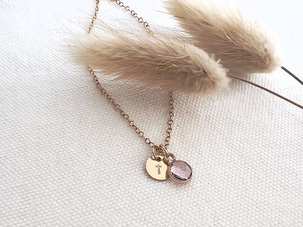 Gold Cross Necklace | Birthstone Necklace |Child Loss | Memorial Jewelry | Miscarriage Gift | Birthday Gift