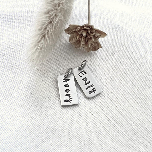 Dainty Name Bar Charm | Personalized Sterling Silver or Aluminum | Custom Bar Pendant | Small Name Tag | Minimalist Jewelry | Gift for Her