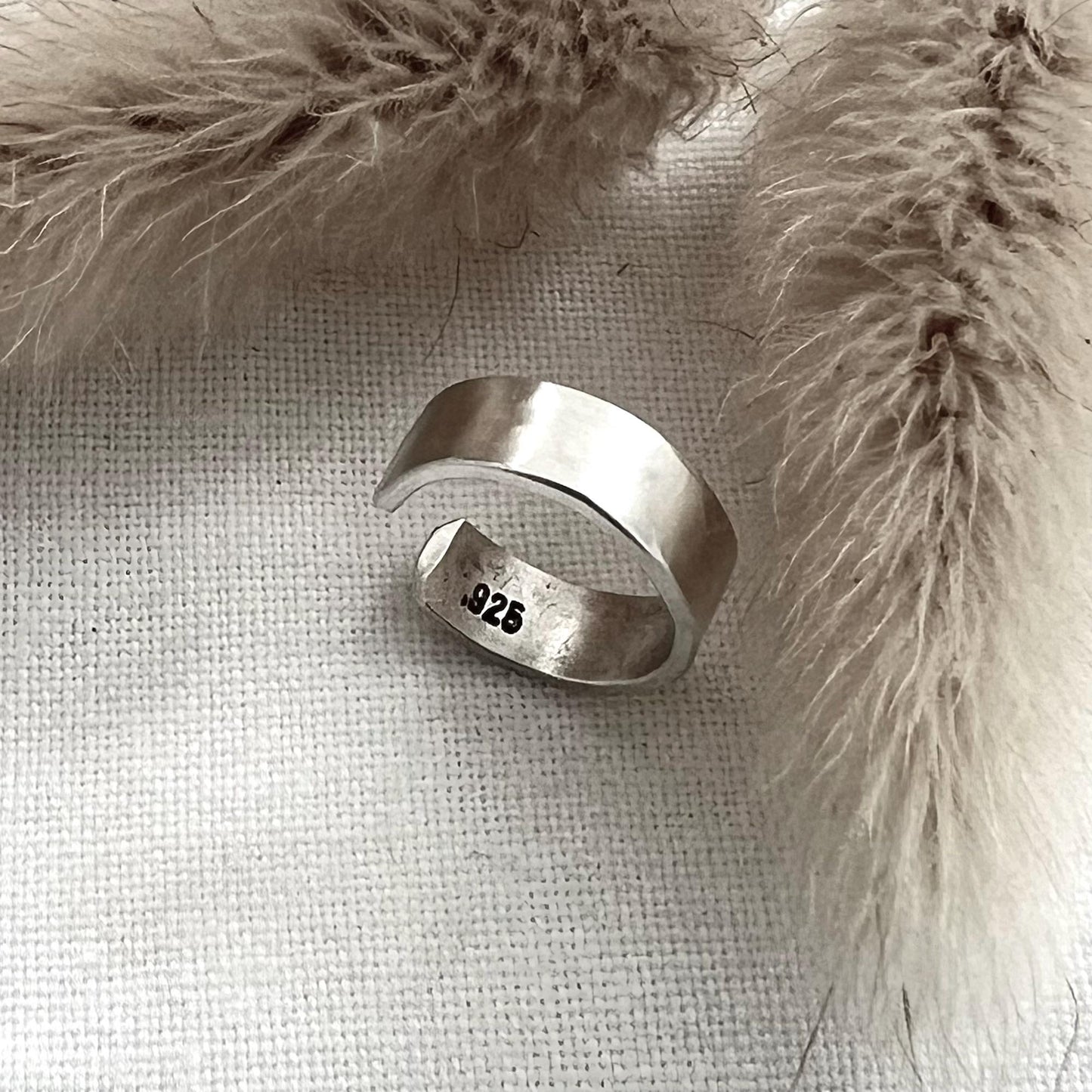 Ear Cuff | Hammered Sterling Silver Ear Cuff | 4mm Wide Ear Cuff | No Piercing | Textured Hammered Finish Ear Cuff | Minimalist Ear Cuff