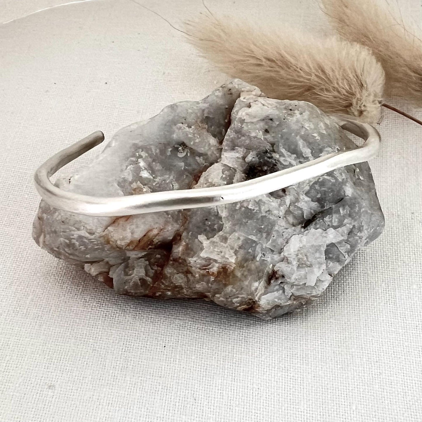 Sterling Silver Organic Shaped Cuff Bracelet | Sculptural Bangle | Minimalist Jewelry