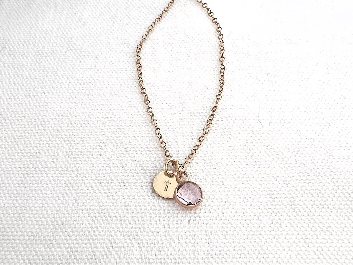 Gold Cross Necklace | Birthstone Necklace |Child Loss | Memorial Jewelry | Miscarriage Gift | Birthday Gift