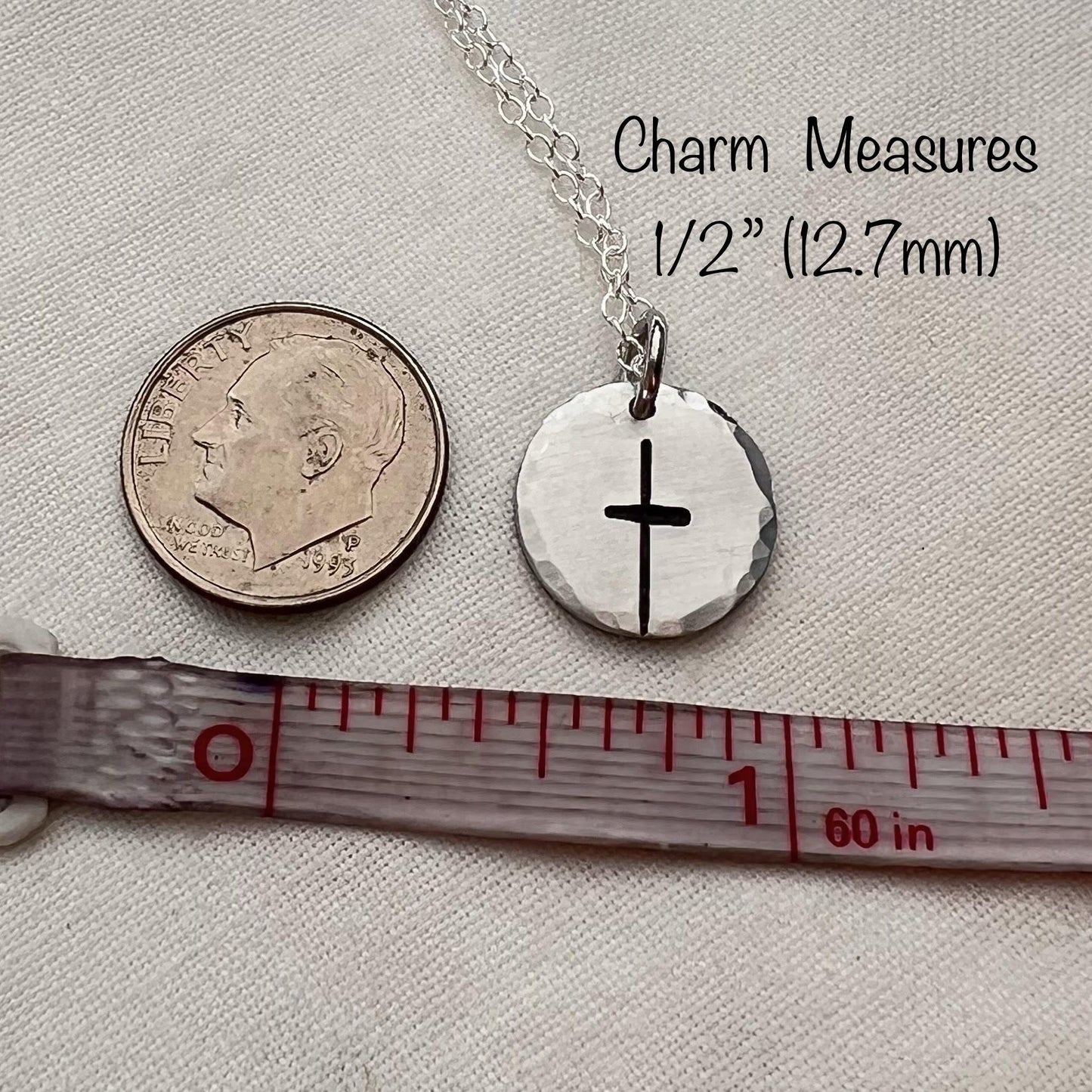 Sterling Silver Cross Necklace | Stamped Cross Necklace | Simple Silver Cross | Cross With Hammered Edges | Everyday Jewelry