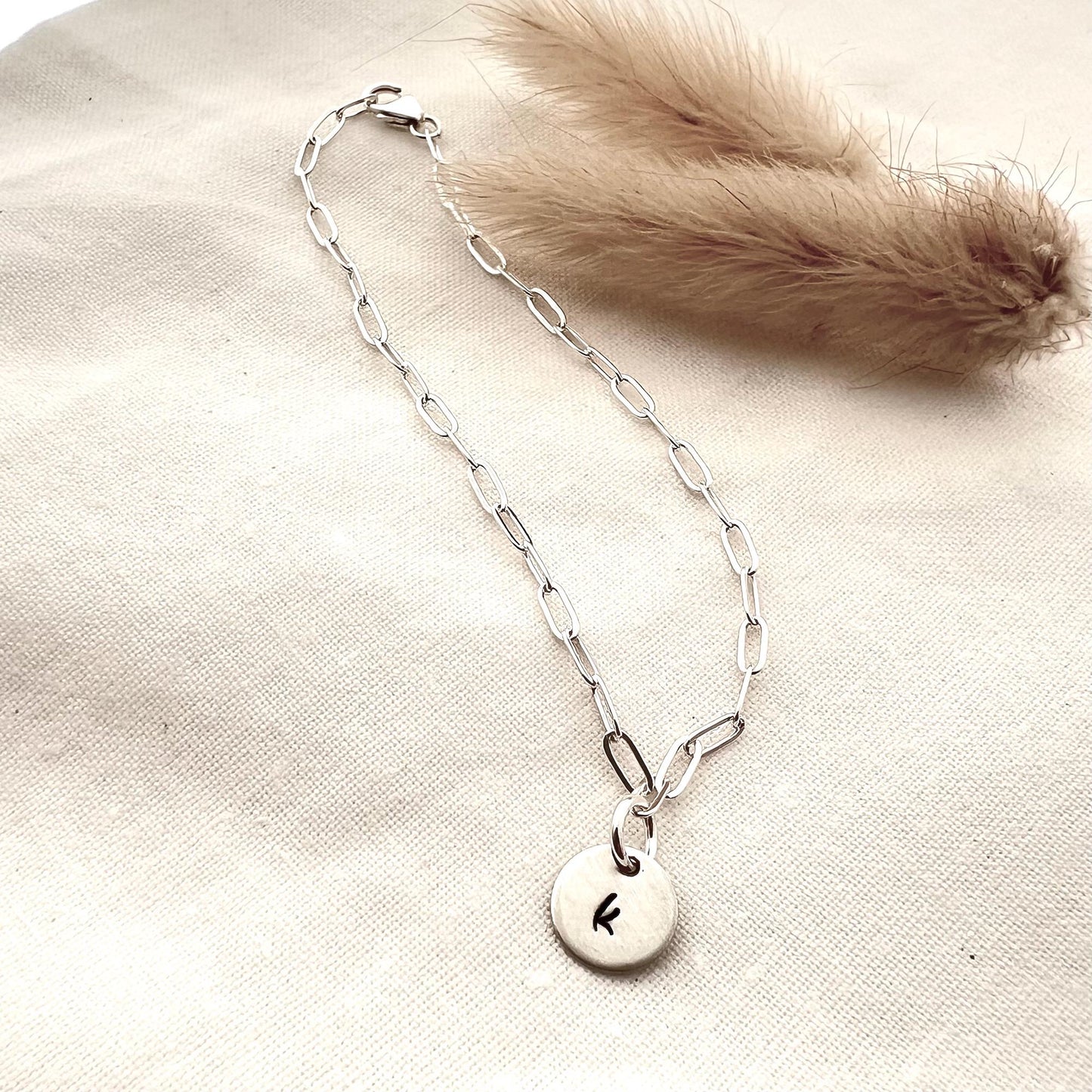 Sterling Silver Anklet with Initial | Personalized Ankle Bracelet | Custom Letter Charm | Gift for Her