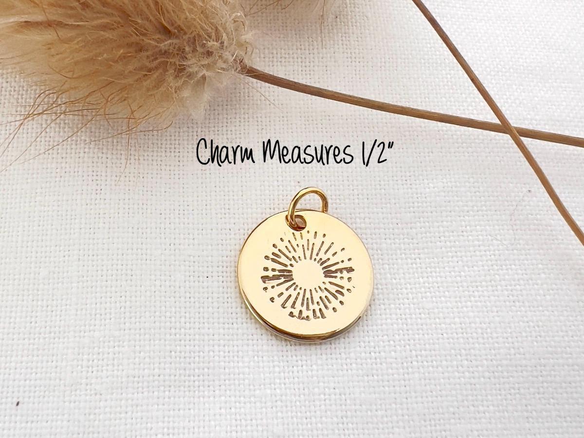 Gold Sunshine Add-On Charm | Hand Stamped Sunburst Charm | Charm For Necklace | Bracelet Charm | Gold Filled Jewelry | Hand Stamped