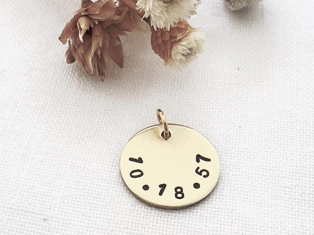 Personalized Gold Date Charm | Hand-Stamped 14k Gold Filled Disc