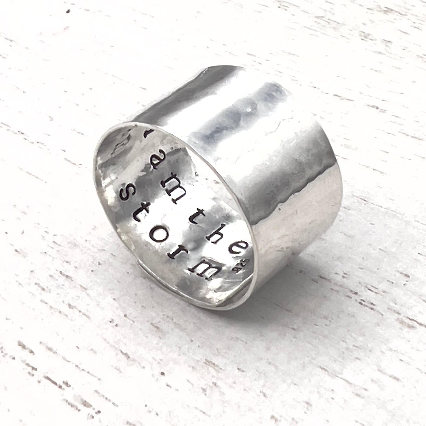 Sterling Silver Wide Band Ring | Personalized Ring | Adjustable Ring | 1/2" Wide Ring | Inside Message Ring |  Thumb Ring | Gift for Her