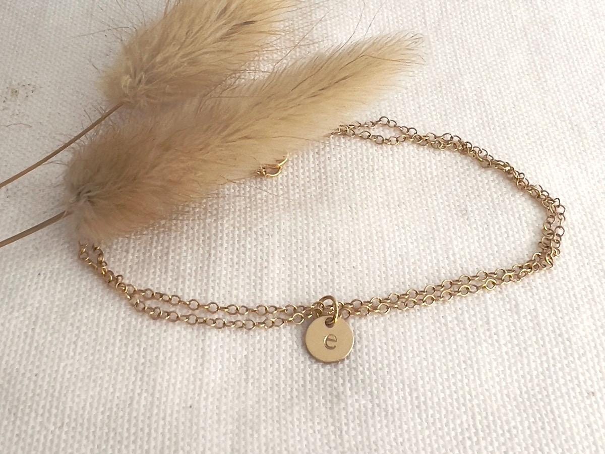 Dainty Gold Initial  Bracelet | Gold Filled Dainty Bracelet |  Personalized Initial Bracelet | Hand Stamped | Gift For Her
