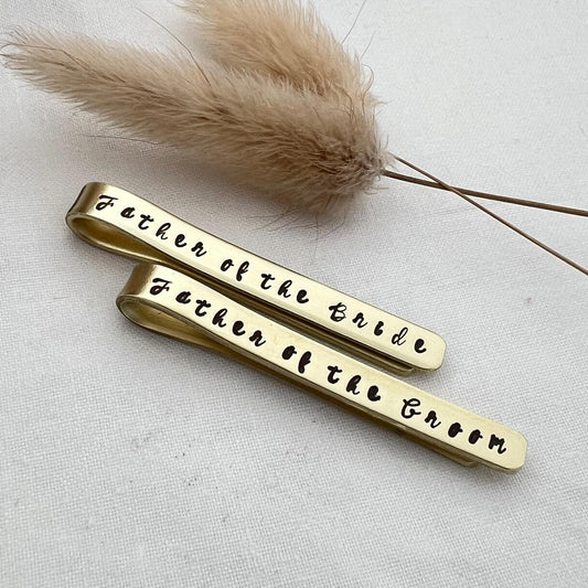 Father of the Bride Gift |  Father of the Groom Tie Clip | Tie Bar Set | Tie Bar Set for Wedding | Wedding Accessory For Dads