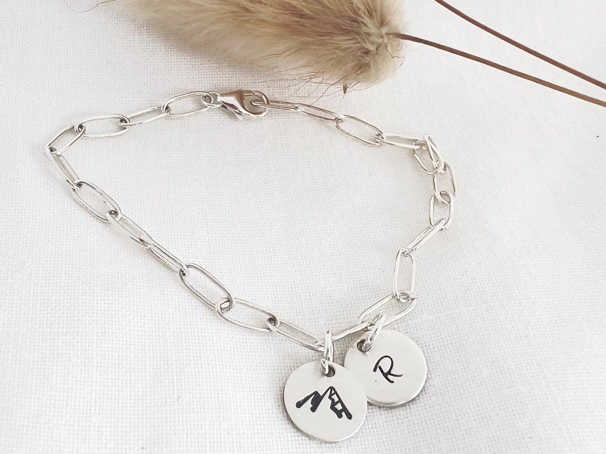 Initial Charm Bracelet |  Mountain Charm Bracelet | Personalized Jewelry | Sterling Silver Charm Bracelet | Gift For Her
