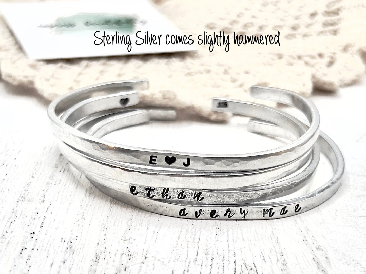 Personalized Bracelet | Custom Hand Stamped Skinny Silver Cuff | Custom Message Bracelet | Bracelet with Quote  | Mantra Bracelet
