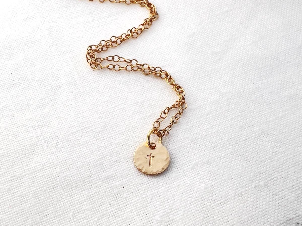 Gold Cross Necklace | Dainty Gold Cross Necklace | Religious Pendant Necklace |  Minimalist Gold Cross Charm Necklace