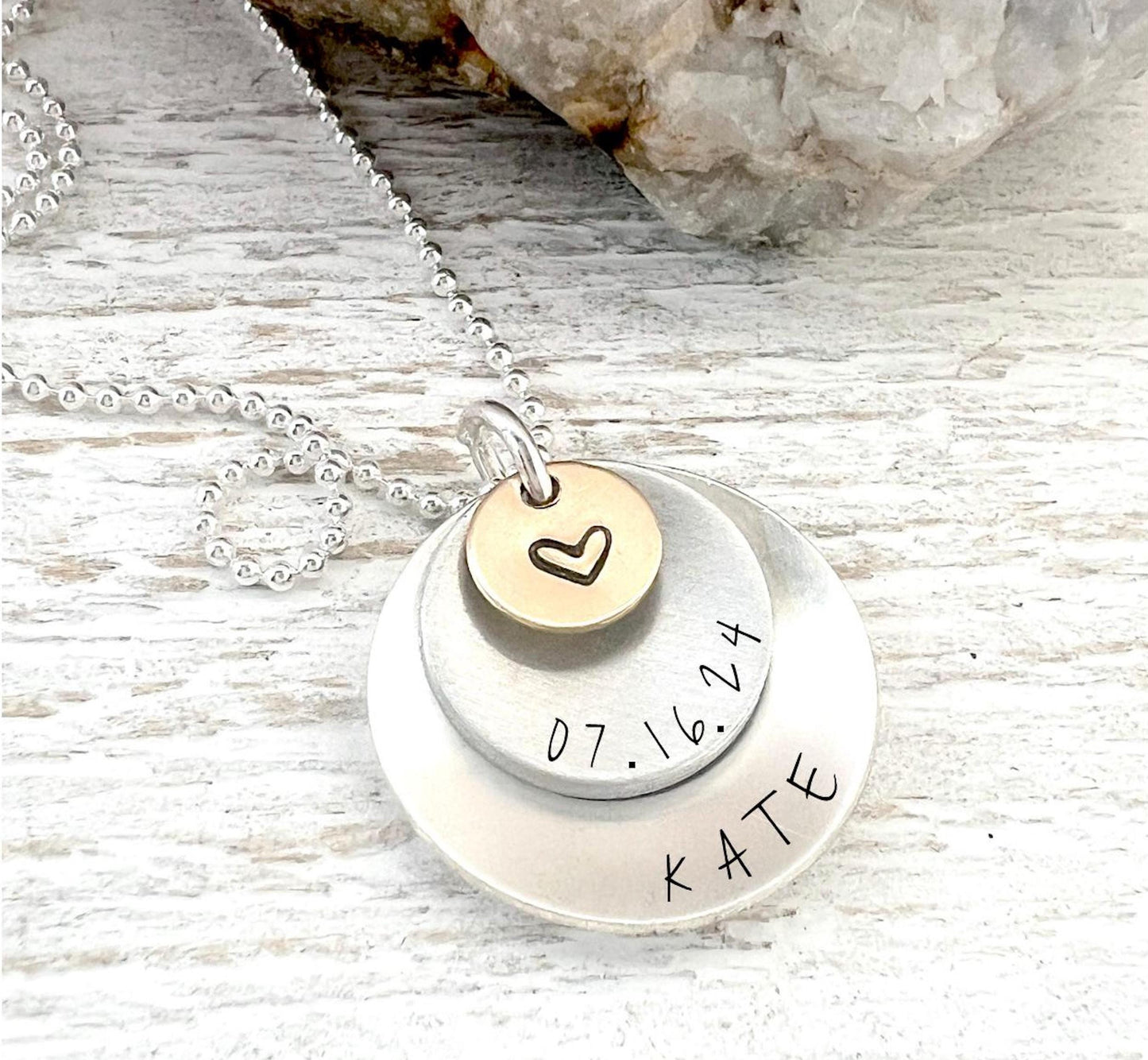 Personalized Name Necklace | Mixed Metal Layered |  Kids Name Necklace | Special Date Jewelry | Anniversary Gift | Gift For Mom