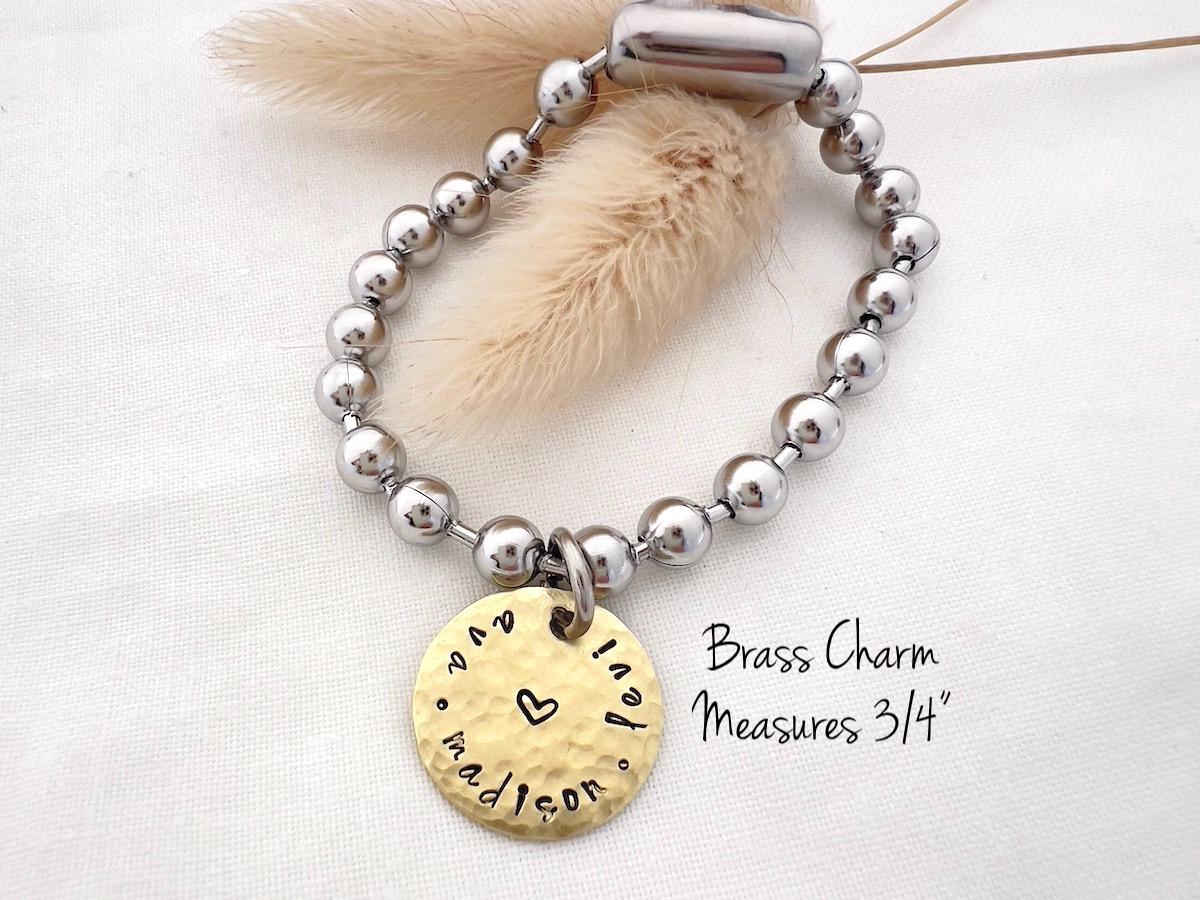 Mom Gift | Chunky Ball Chain Bracelet | Personalized Name Bracelet | Mixed Metal Bracelet | Grandmother Gift