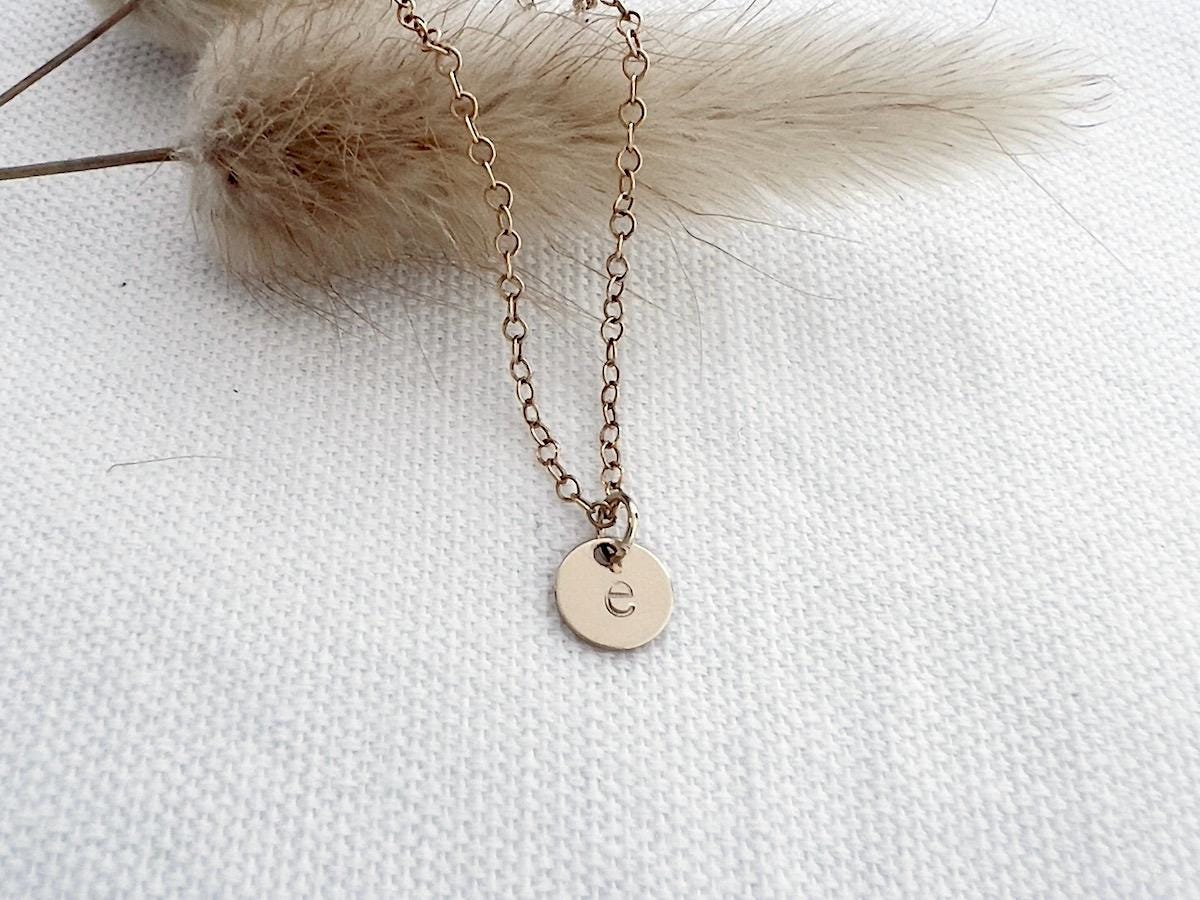 Dainty Gold Filled Initial Disc Necklace | Personalized Minimalist Jewelry | Gift For Her