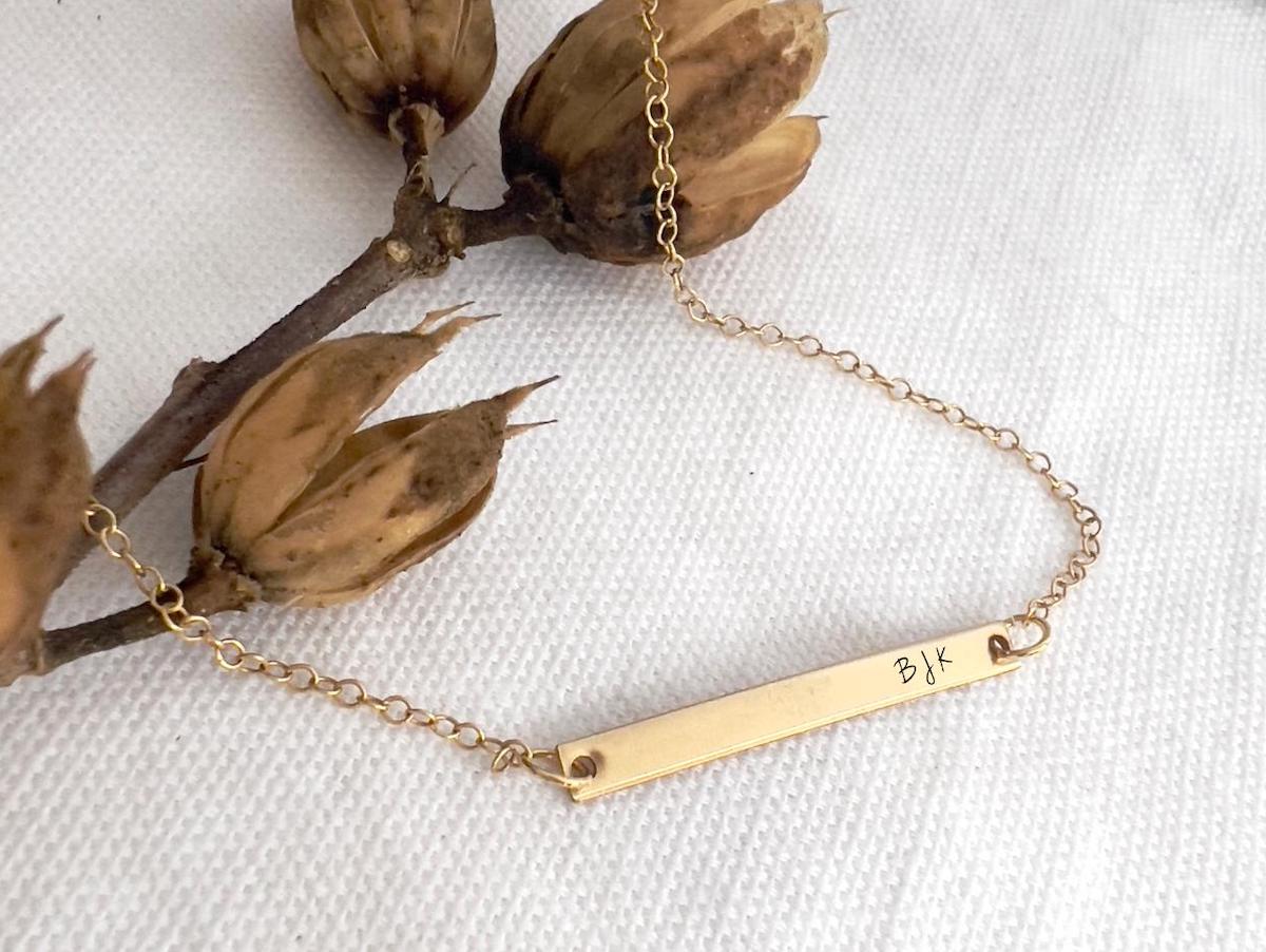 Gold Bar Necklace | Personalized Bar Necklace | Skinny Bar Necklace | Hand Stamped Necklace | Initial Necklace | Gift For Her