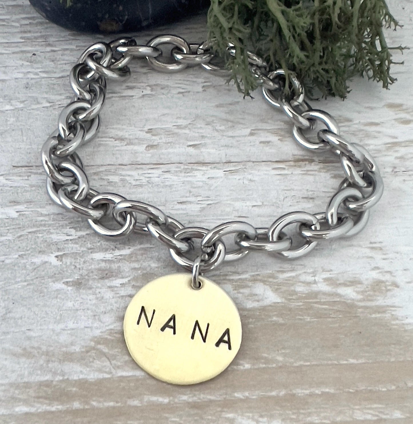 Personalized Bracelet | Hand Stamped Bracelet | Name Charm Bracelet | Mixed Metal | Gift For Grandmother | Gift For Mom | Mothers Day gift