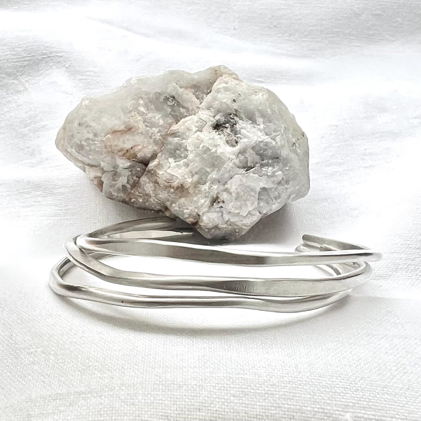 Sterling Silver Organic Shaped Cuff Bracelet | Sculptural Bangle | Minimalist Jewelry