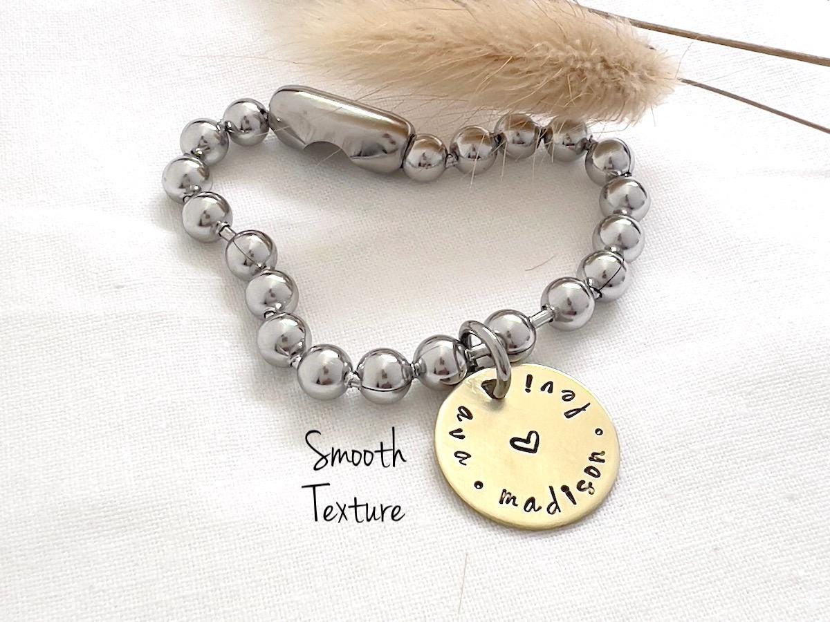 Mom Gift | Chunky Ball Chain Bracelet | Personalized Name Bracelet | Mixed Metal Bracelet | Grandmother Gift