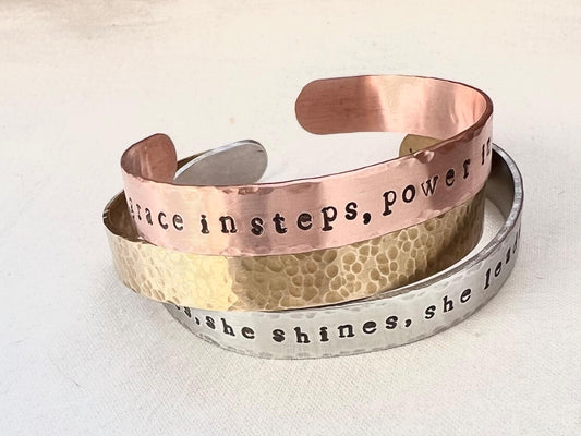 Personalized Bracelet |  3/8" Custom Hand Stamped Cuff | Custom Bracelet |  Quote Bracelet | Mantra Bracelet