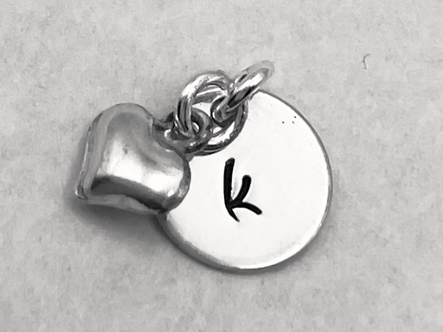 Personalized Initial Charm Sterling Silver Letter Charm | Heart Charm |  Add On Charm | Hand Stamped Necklace Charm | Gift For Her