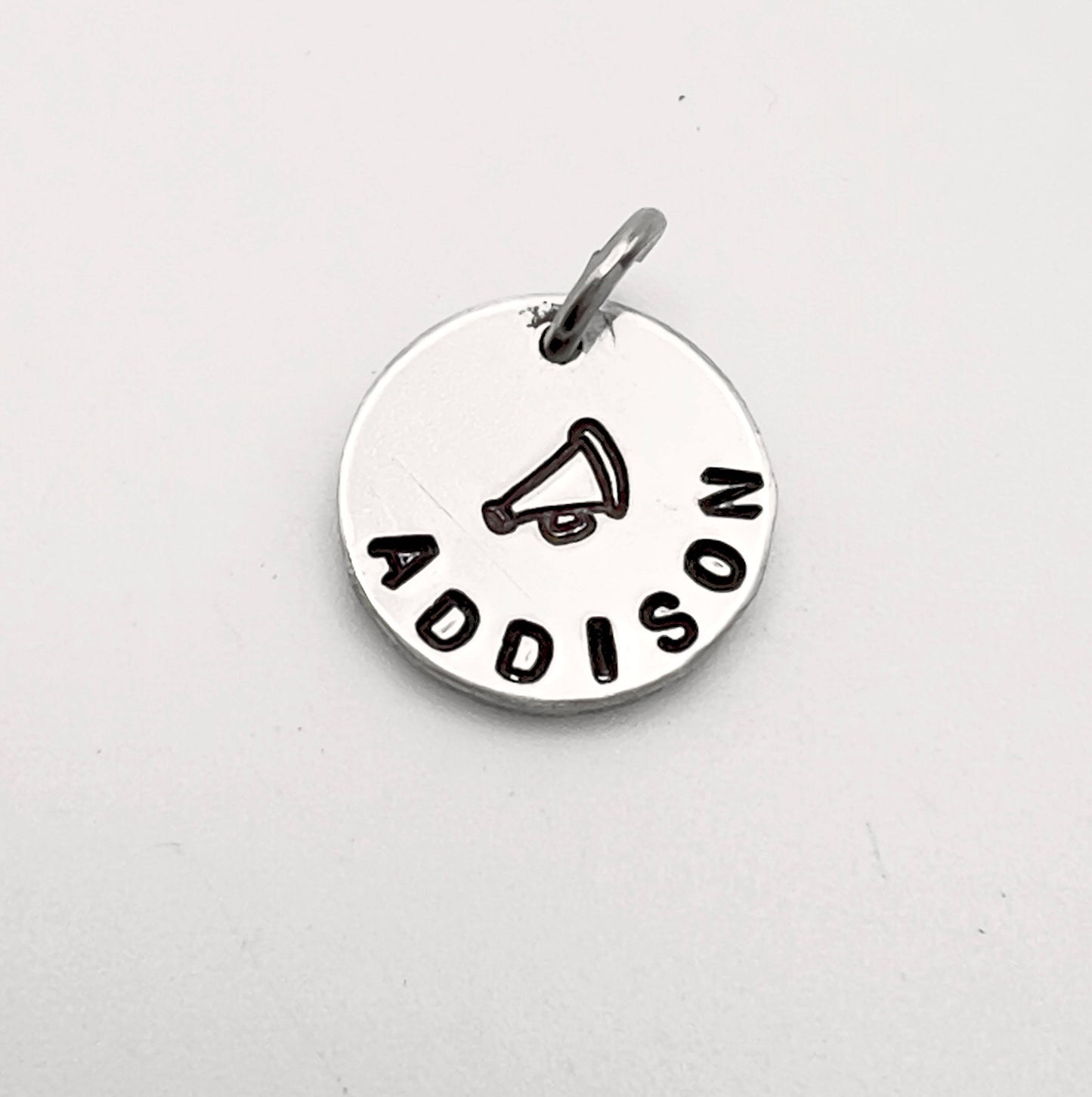 Cheerleader Charms | Cheer Team Gift |Personalized Gift | Hand Stamped Jewelry |Custom Name Charm | Cheer Team Gifts | Megaphone Charm