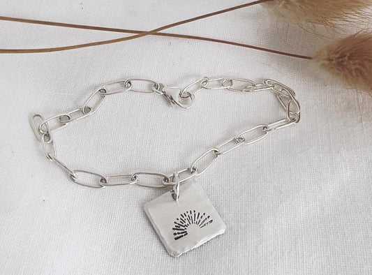 Sterling Silver Sun Charm Bracelet | Sun Lover Bracelet | Sun Pendant Bracelet | Hand Stamped Gift |