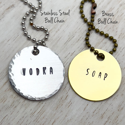 Dispenser Label | Household Label | Bathroom Label | Kitchen Label | Bathroom Custom Bottle Tag | Olive Oil Tag | Decanter Tag | Metal Label