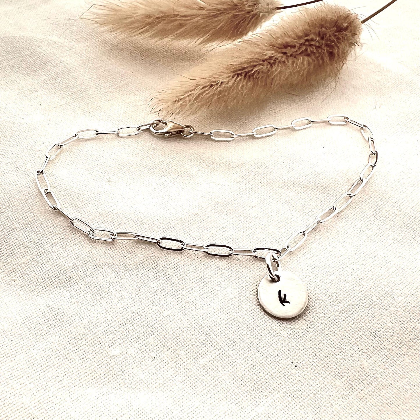 Sterling Silver Anklet with Initial | Personalized Ankle Bracelet | Custom Letter Charm | Gift for Her